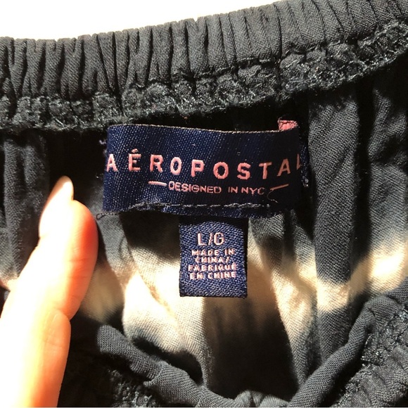 Aeropostale off the shoulder tie dye midnight blue elastic waist and shoulder L - Picture 5 of 8